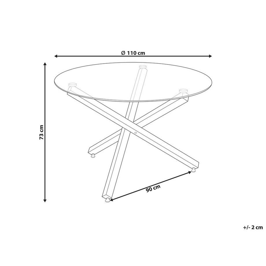 Beliani Table de repas en Verre de sécurité  BUTLER  