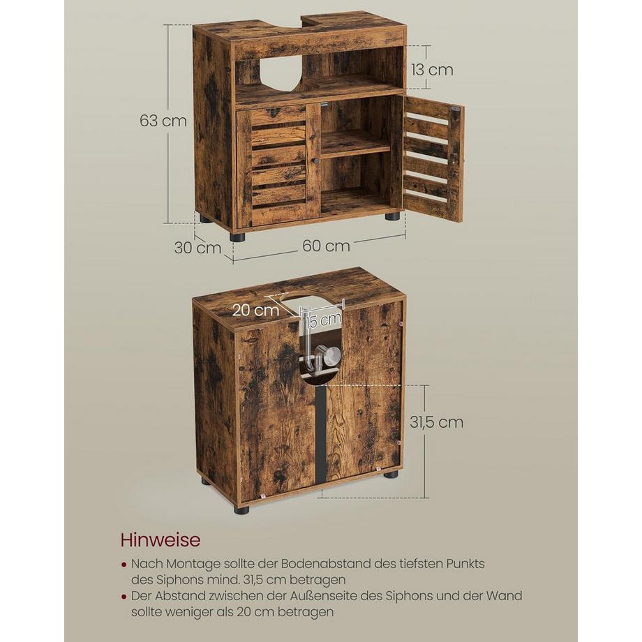 Songmics Waschbeckenunterschrank mit Lamellentüren  