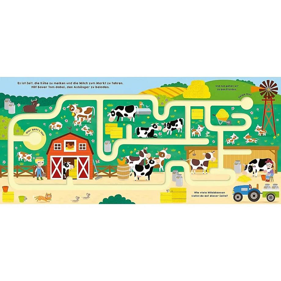 Glücksfisch: Mein Wimmel-Labyrinth: Auf dem Bauernhof Dudziuk, Kasia (Illustrationen); Moore, Tom (Idee); Hulme, Kerri-Ann (Idee); Boileau, Natalie (Idee) Gebundene Ausgabe 