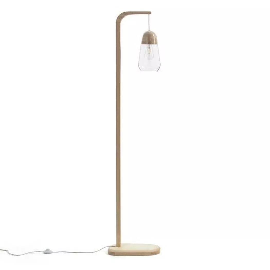 La Redoute Intérieurs – Stehlampe Nasoa aus Glas und Holz, One Size, Écru