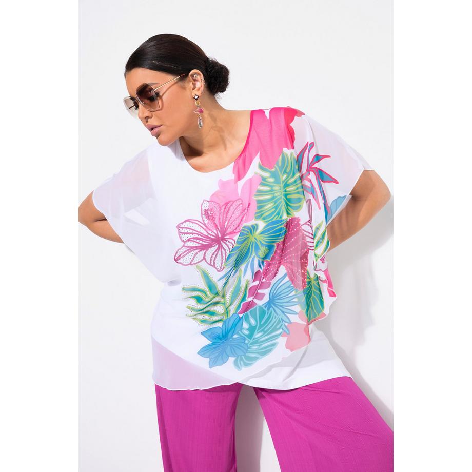 Ulla Popken Tunique Doublée Décolleté Rond Manches Courtes  