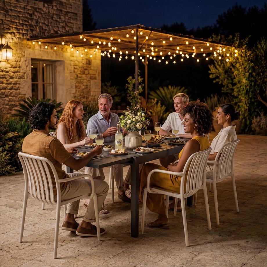 Tectake Aluminium-Gartentisch Campos für 4–6 Personen, ausziehbar wetterfest und UV-beständig  