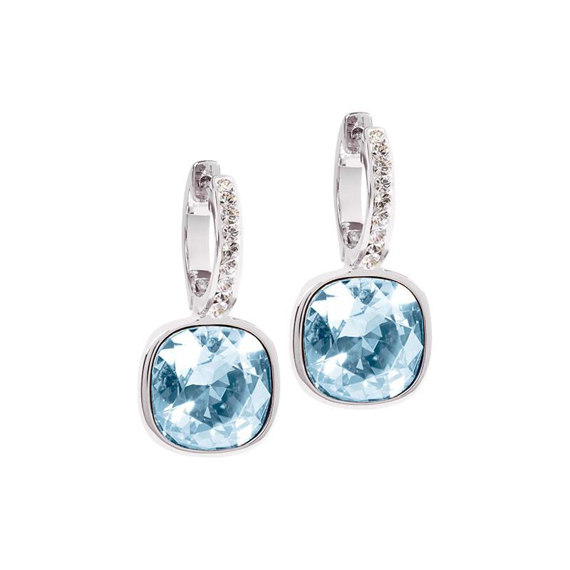 Image of Ohrringe Mit Geschliffenen Kristallen "dana" Damen Gletscherblau 23mm