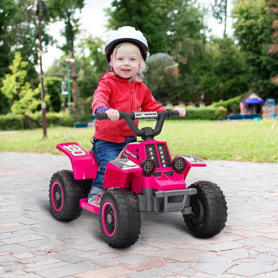 Northio  Quad électrique pour enfants Quad électrique pour enfants avec fonction marche avant et arrière, voiture électrique LED et klaxon pour enfants de 1,5 à 3 ans 3 km/h métal rose 