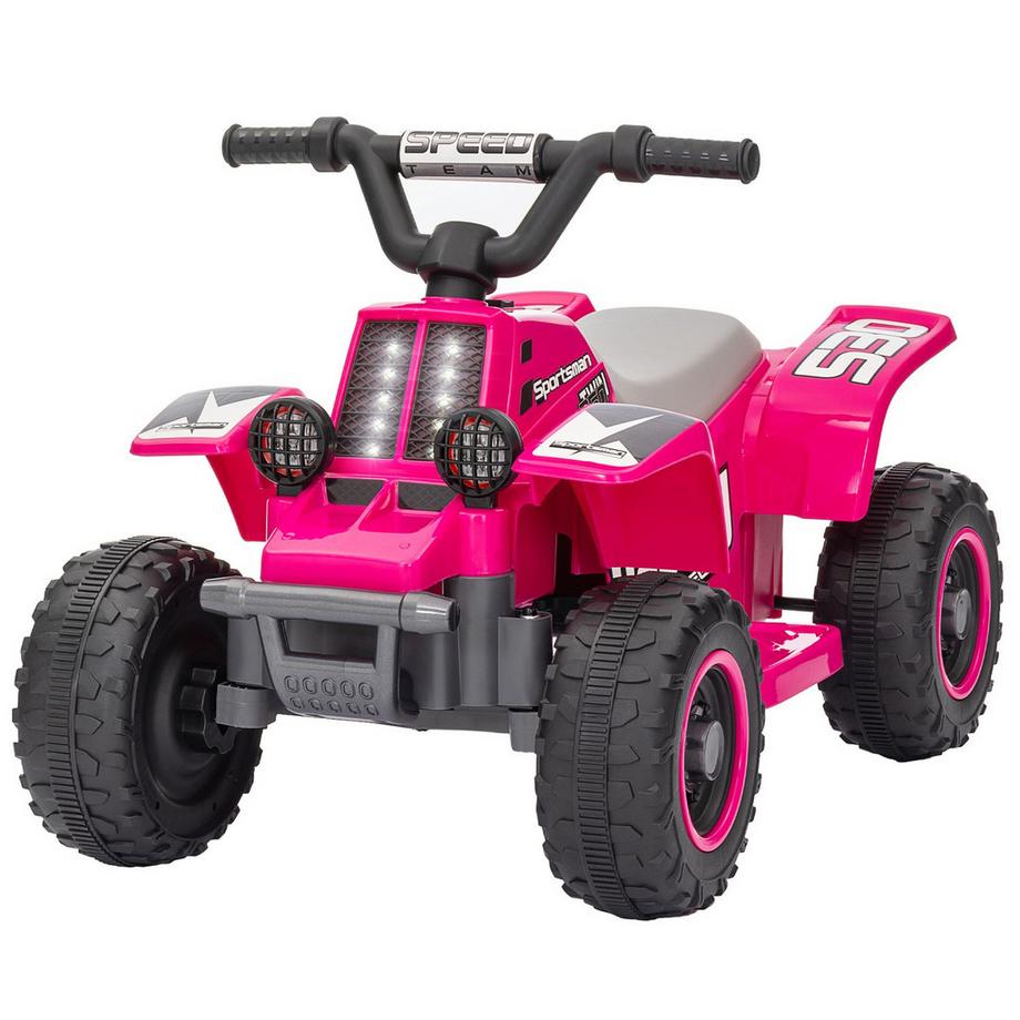 Northio  Quad électrique pour enfants Quad électrique pour enfants avec fonction marche avant et arrière, voiture électrique LED et klaxon pour enfants de 1,5 à 3 ans 3 km/h métal rose 