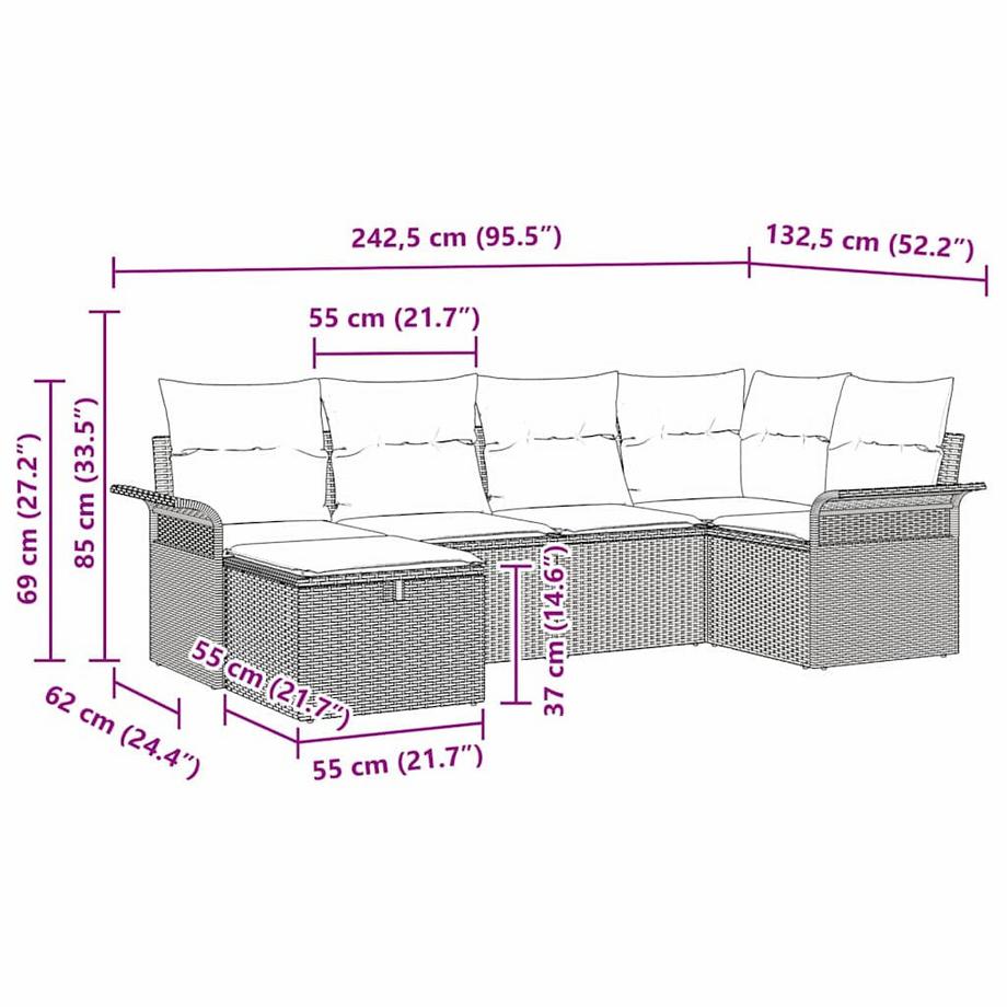 VidaXL Divano da giardino Polyrattan  