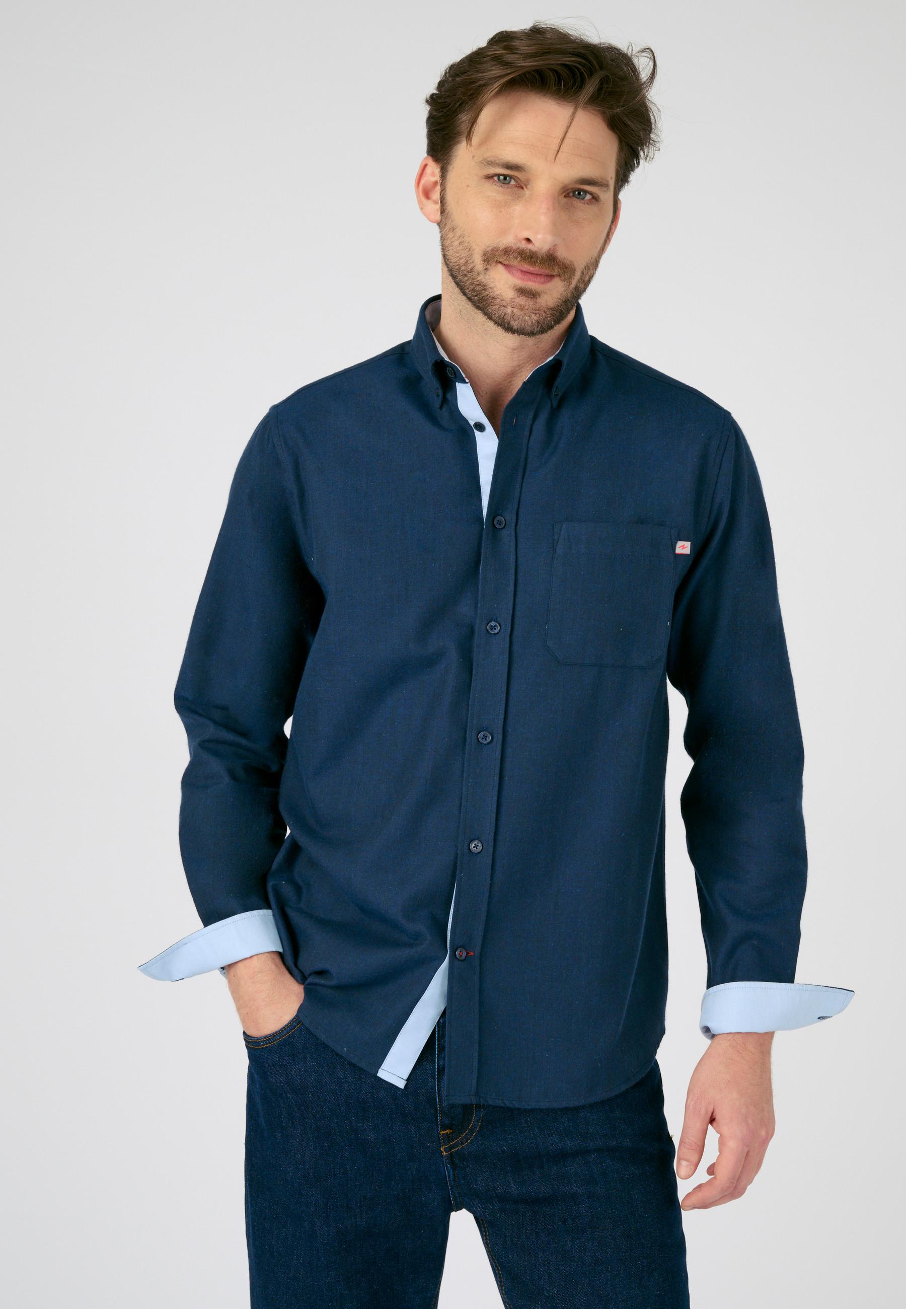 Image of Warmes Hemd Mit Langen Ärmeln Aus Polycotton Thermolactyl Unisex Blau 47-48