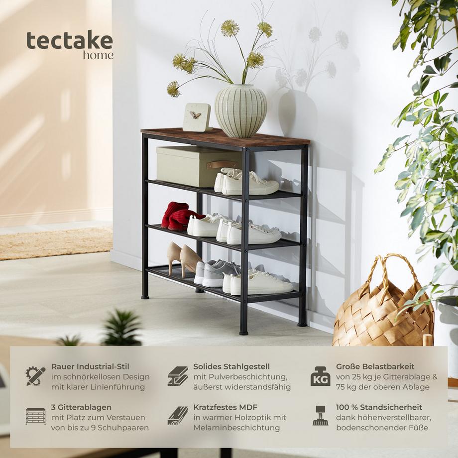 Tectake Étagère à chaussures NEWPORT style industriel  