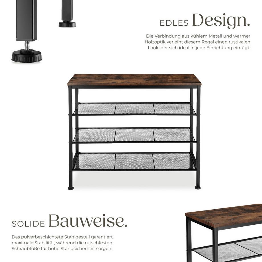 Tectake Étagère à chaussures NEWPORT style industriel  