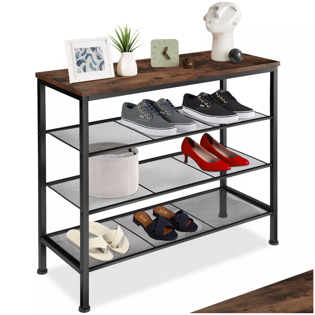 Tectake - Schuhregal Newport Industrial Style Holz und Stahl, 81cm, Braun