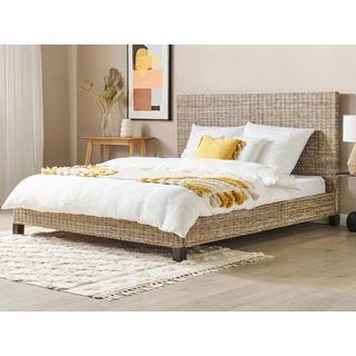 Beliani Bett mit Lattenrost aus Rattan Boho SALBRIS  