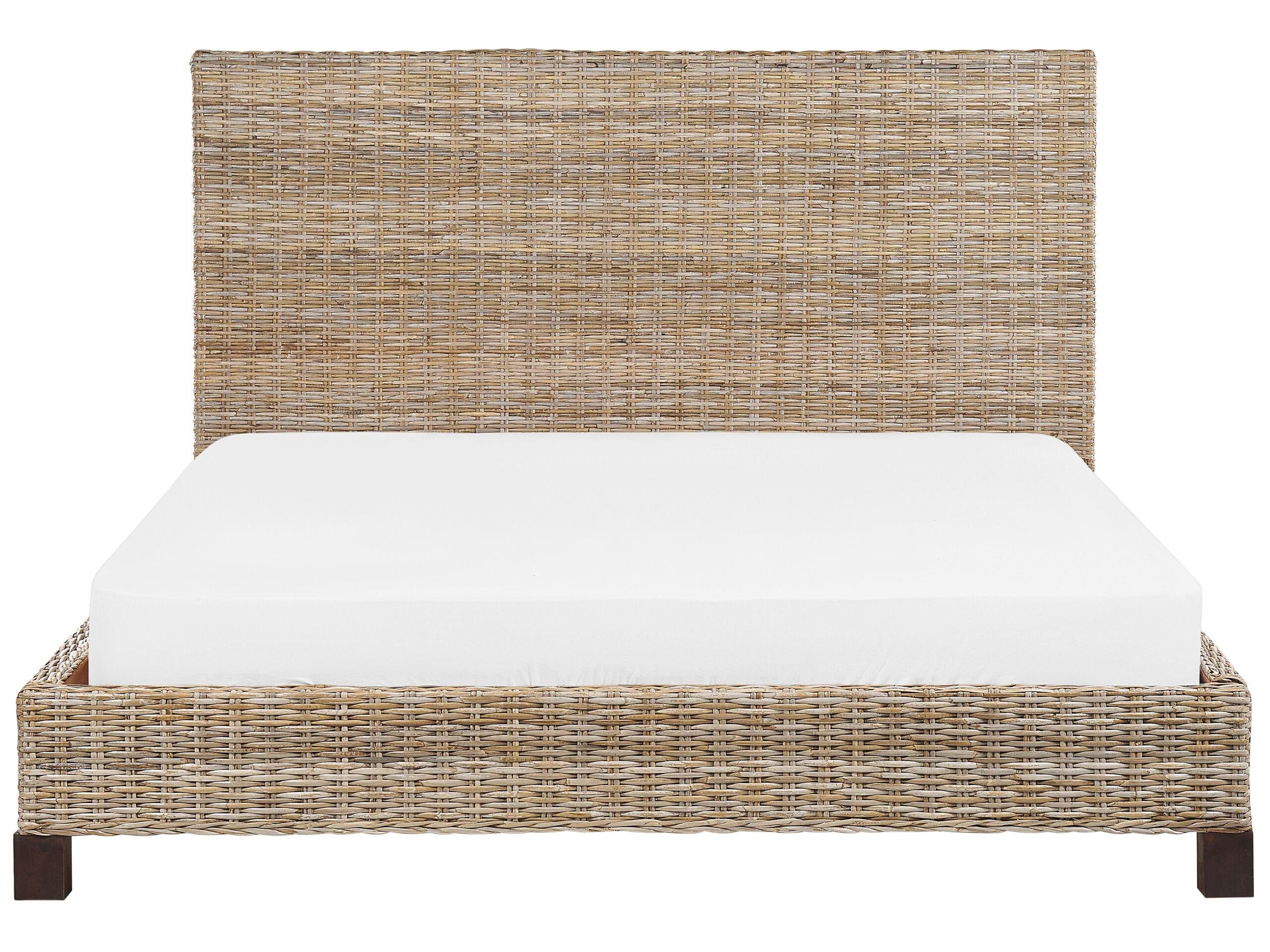 Beliani Letto con rete a doghe en Rattan Boho SALBRIS  