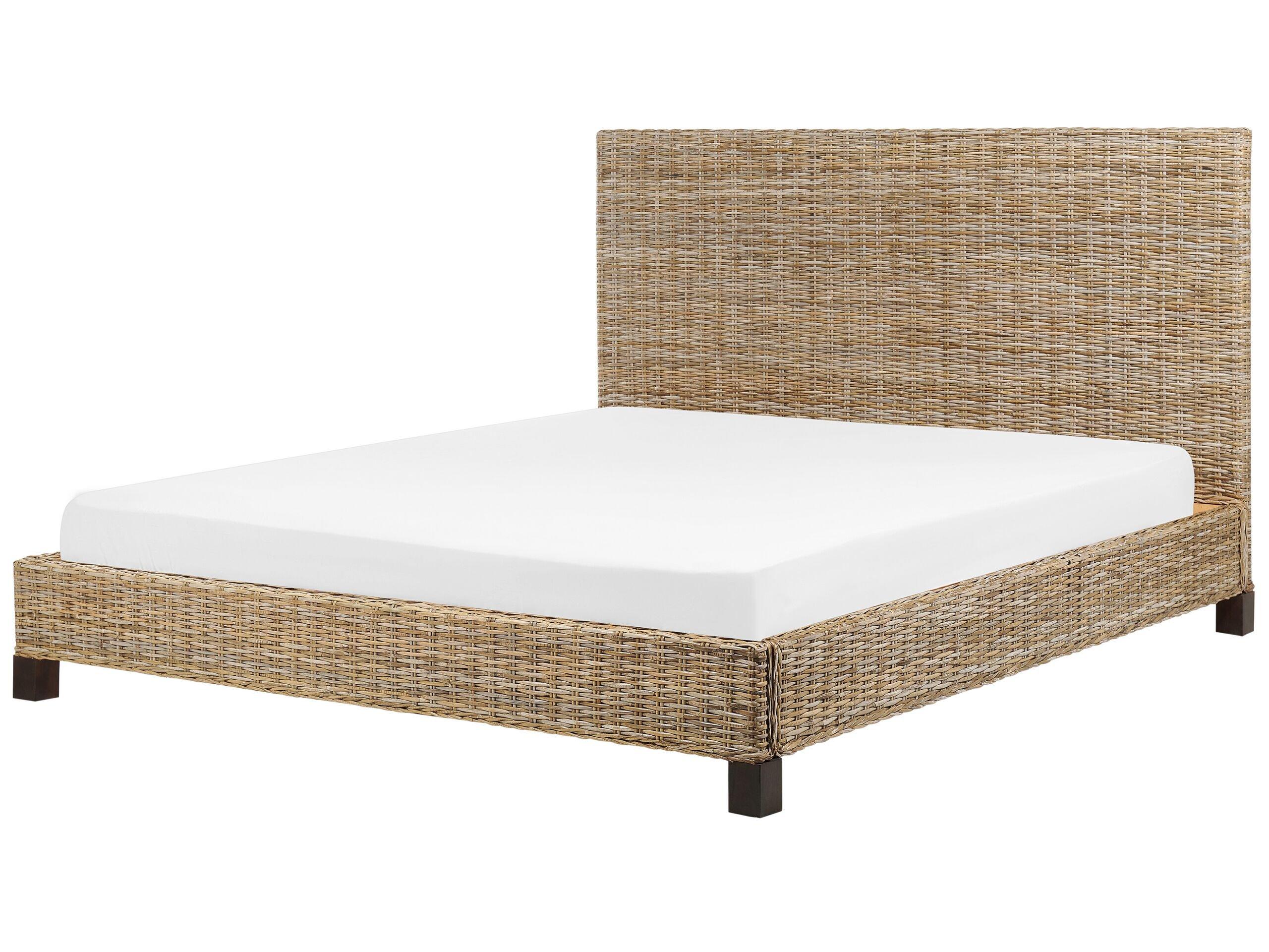 Beliani Bett mit Lattenrost aus Rattan Boho SALBRIS  