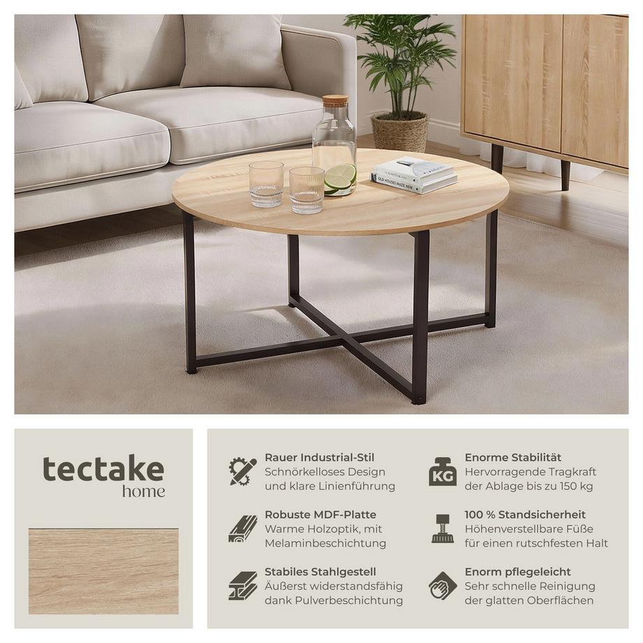 Tectake Couchtisch Aberdeen Industrial Style Holz und Stahl  