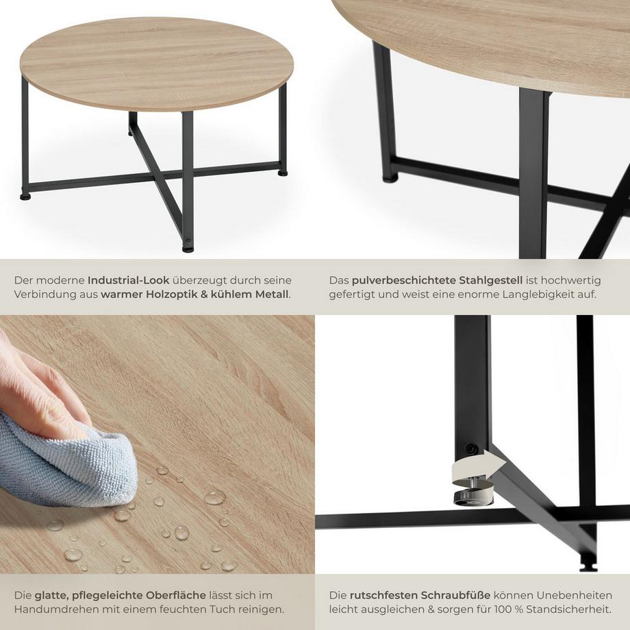 Tectake Couchtisch Aberdeen Industrial Style Holz und Stahl  