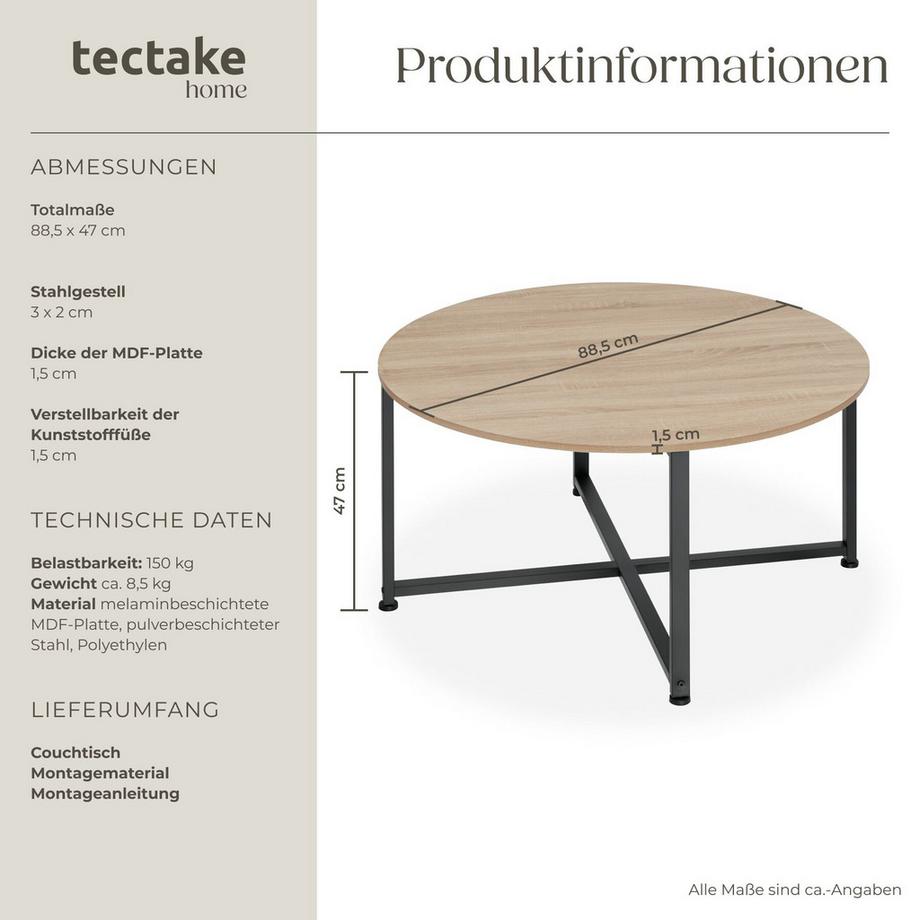 Tectake Couchtisch Aberdeen Industrial Style Holz und Stahl  