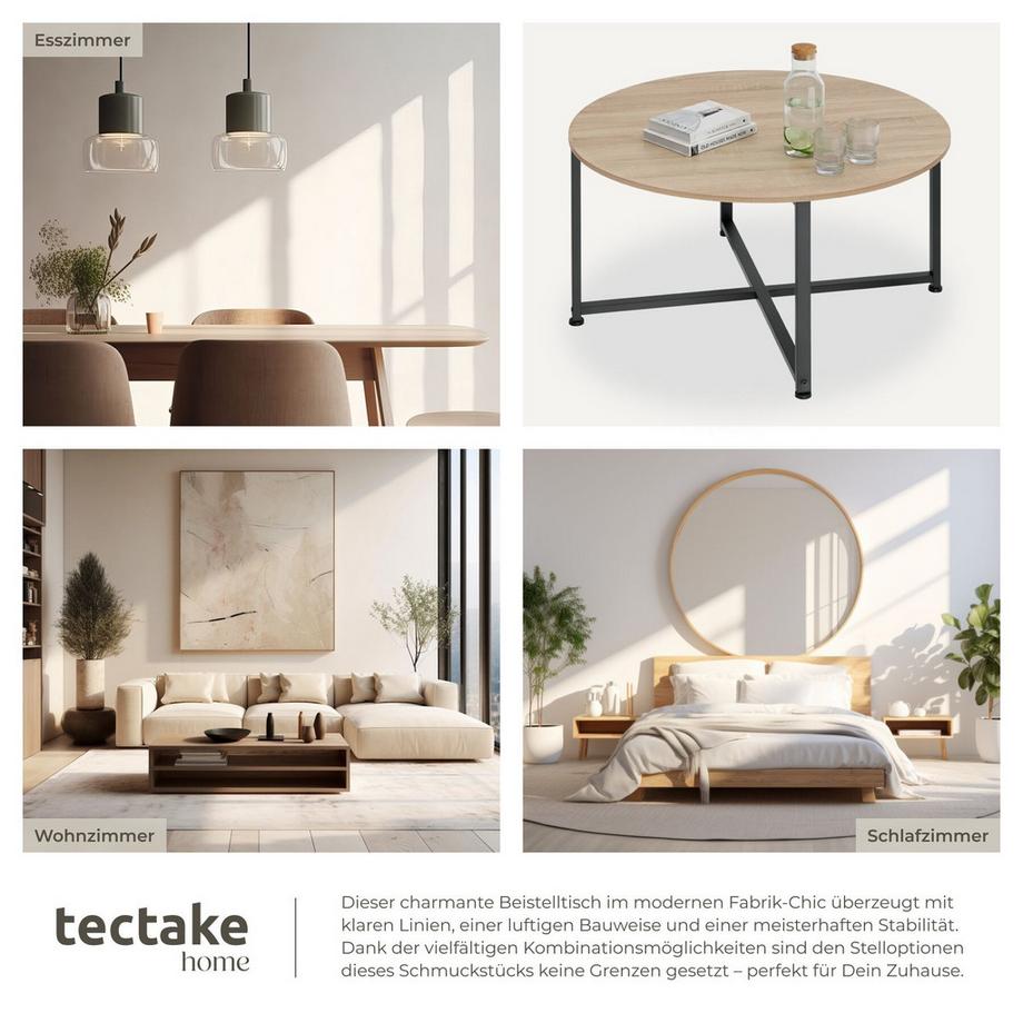 Tectake Couchtisch Aberdeen Industrial Style Holz und Stahl  