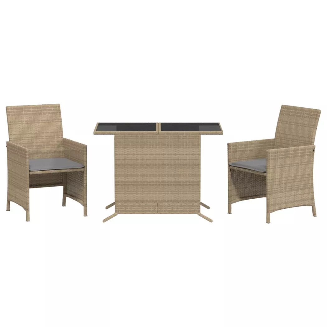 vidaXL Ensemble de bistro 3 pcs coussins mélange beige résine tressée
