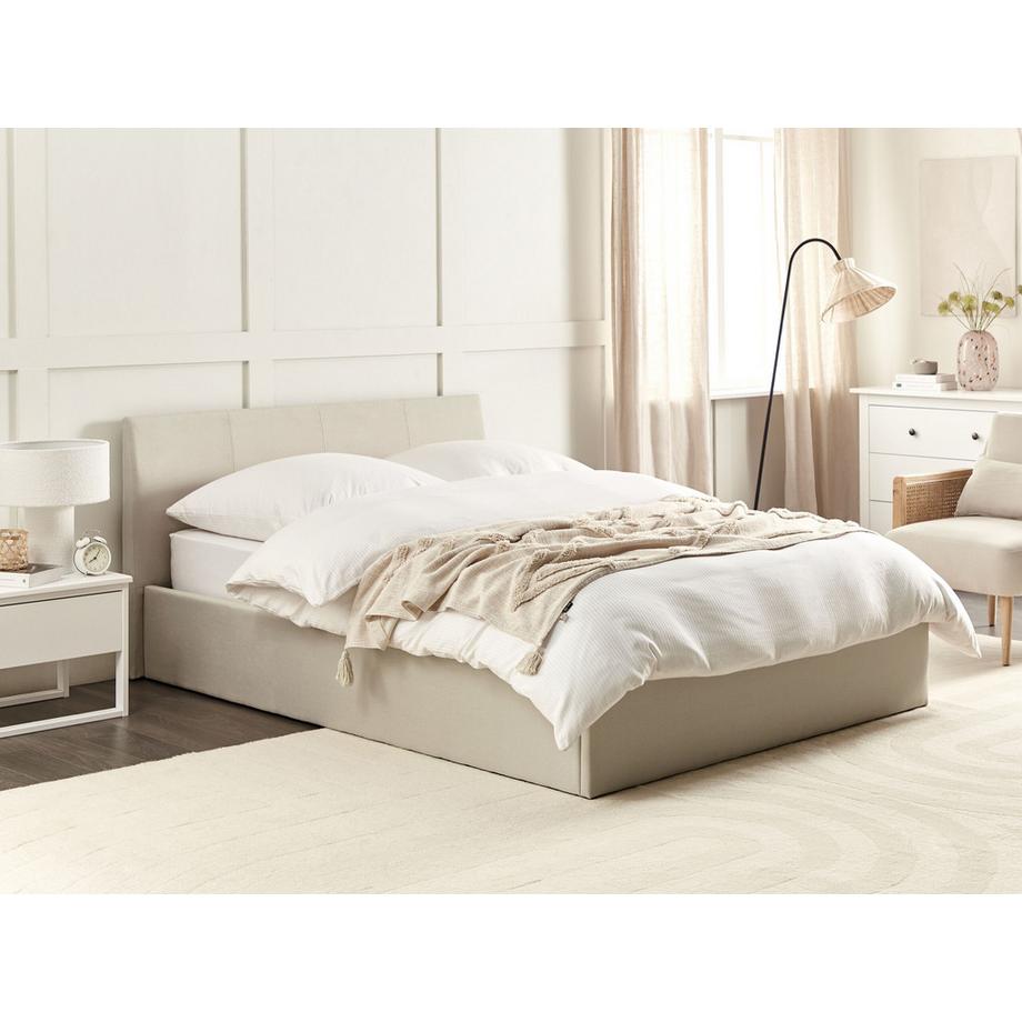 Beliani Bett mit Stauraum aus Stoff  ORBEY  
