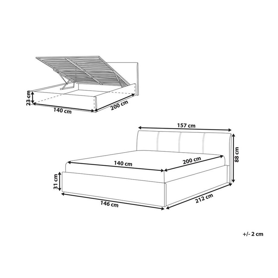 Beliani Bett mit Stauraum aus Stoff  ORBEY  