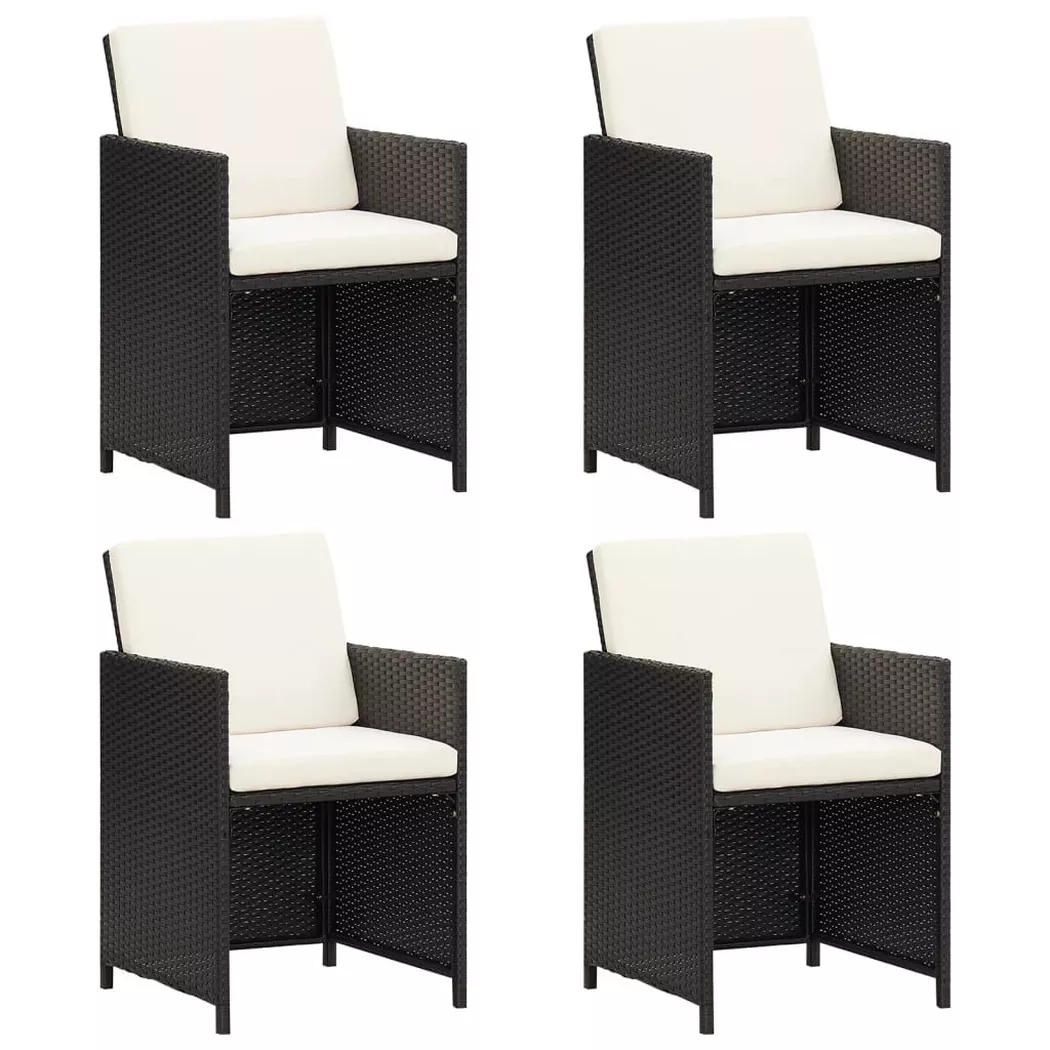 vidaXL Gartenstühle 4 Stk. Poly Rattan Schwarz