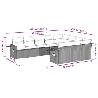 VidaXL Ensemble de canapés de jardin rotin synthétique  