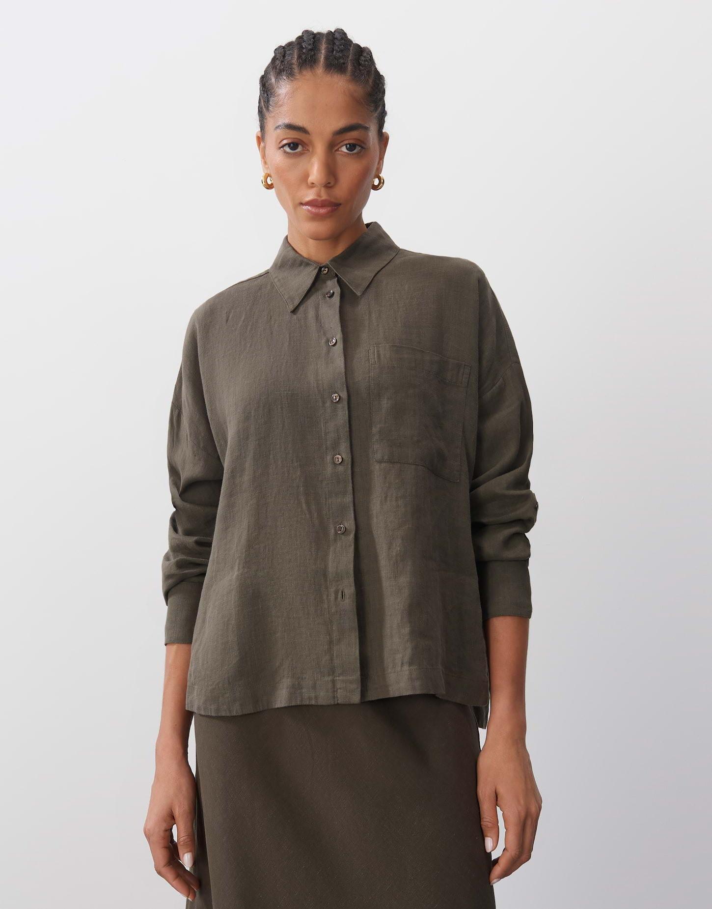 someday  Blouse en lin Zelinola coupe droite 