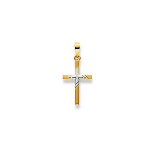 MUAU Schmuck  Anhänger Kreuz Bicolor Gelb-/Weissgold 750, 27x13mm 