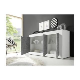 Vente-unique Credenza COMETE 3 ante Bianco laccato e calcestruzzo  