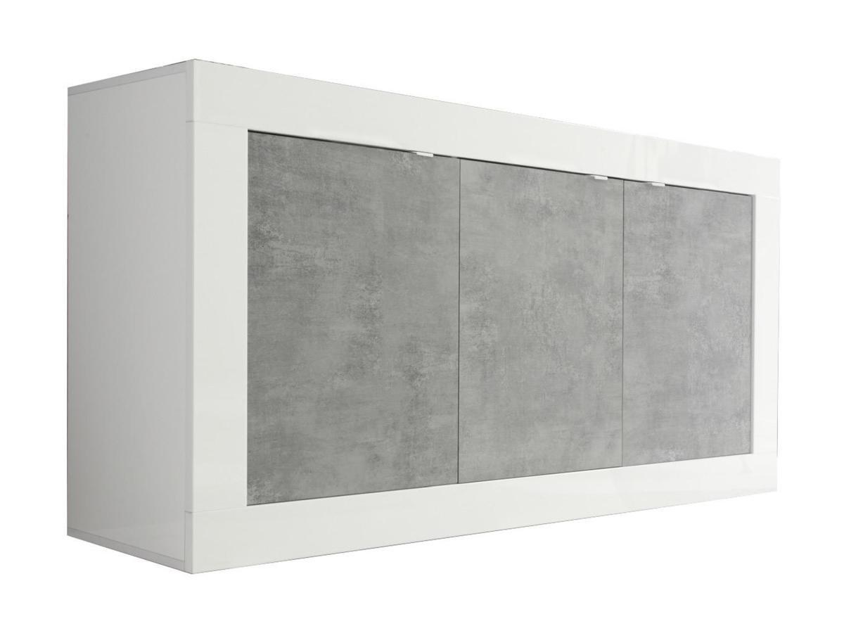 Vente-unique Credenza COMETE 3 ante Bianco laccato e calcestruzzo  