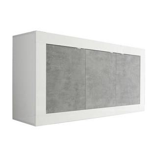 Vente-unique Credenza COMETE 3 ante Bianco laccato e calcestruzzo  