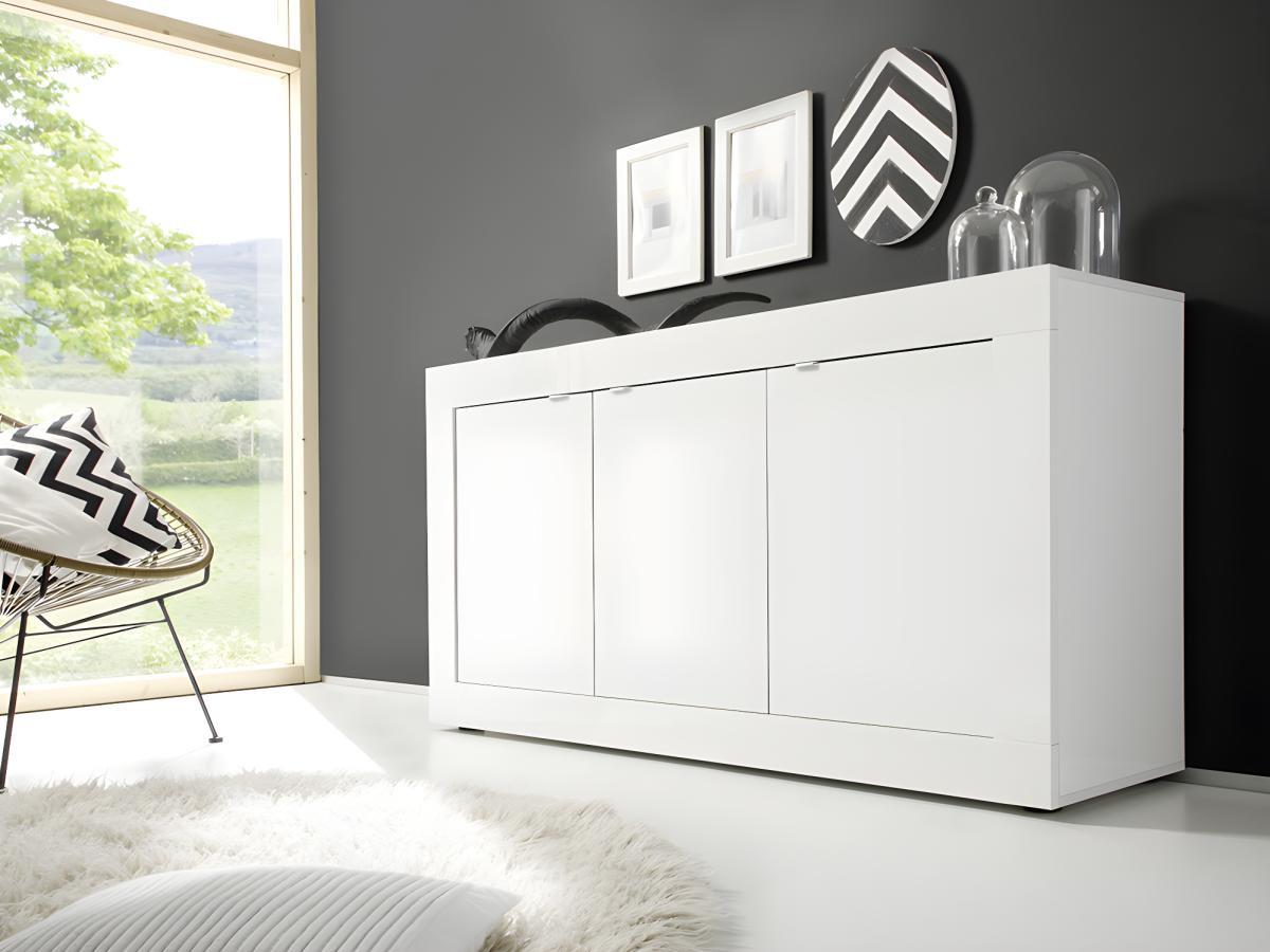 Vente-unique Credenza COMETE 3 ante Bianco laccato e calcestruzzo  