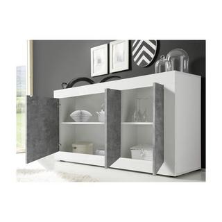 Vente-unique Credenza COMETE 3 ante Bianco laccato e calcestruzzo  