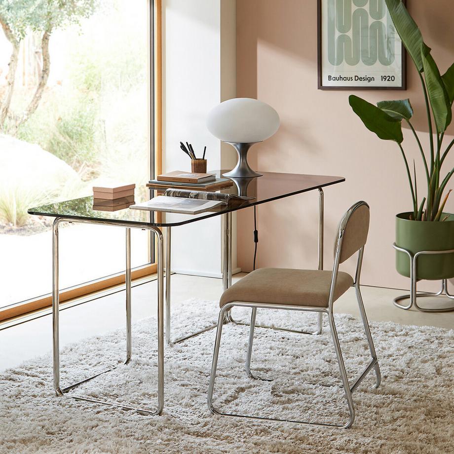 La Redoute Intérieurs Schreibtisch aus Glas und Chromstahl  