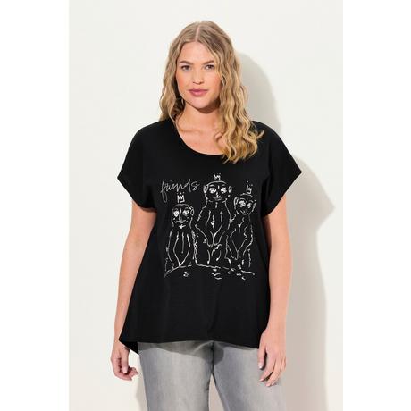 Ulla Popken  T-Shirt, Metallic-Tiermotiv, Oversized, Rundhals, Halbarm 