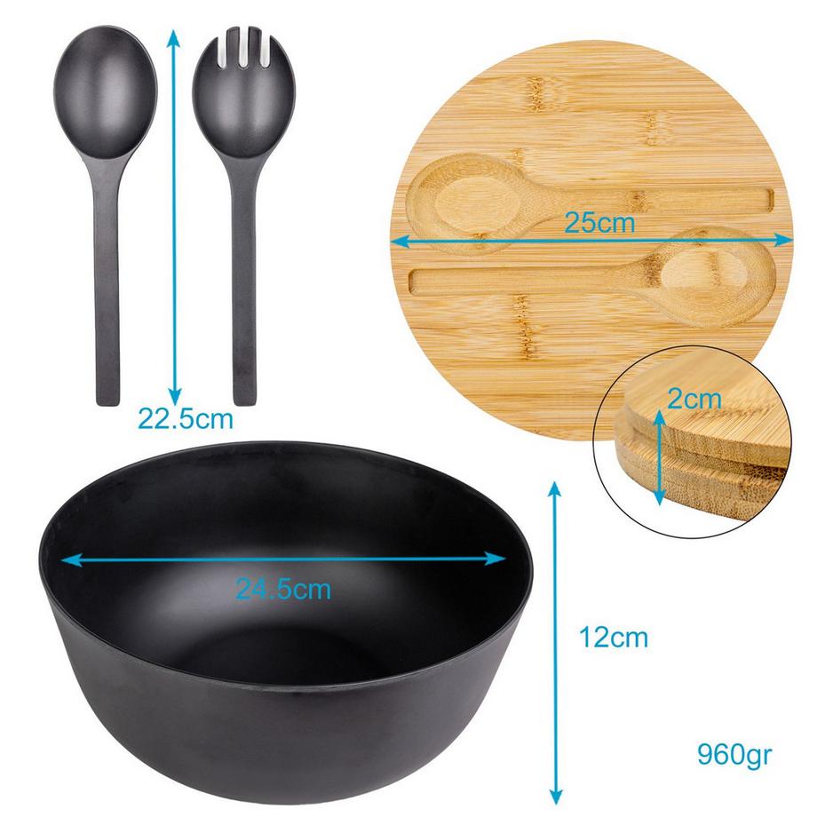 Intirilife Saladier avec couverts à salade  