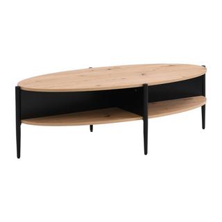 Vente-unique Couchtisch mit 4 Ablagefächern - MDF & Metall - Holzfarben hell & Schwarz - EVARO  