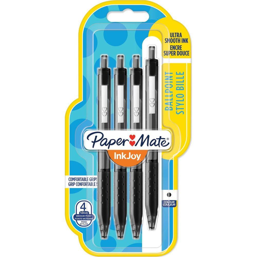 Image of InkJoy 300 RT Schwarz Clip-on-Einziehkugelschreiber Medium 4 Stück(e) Schwarz