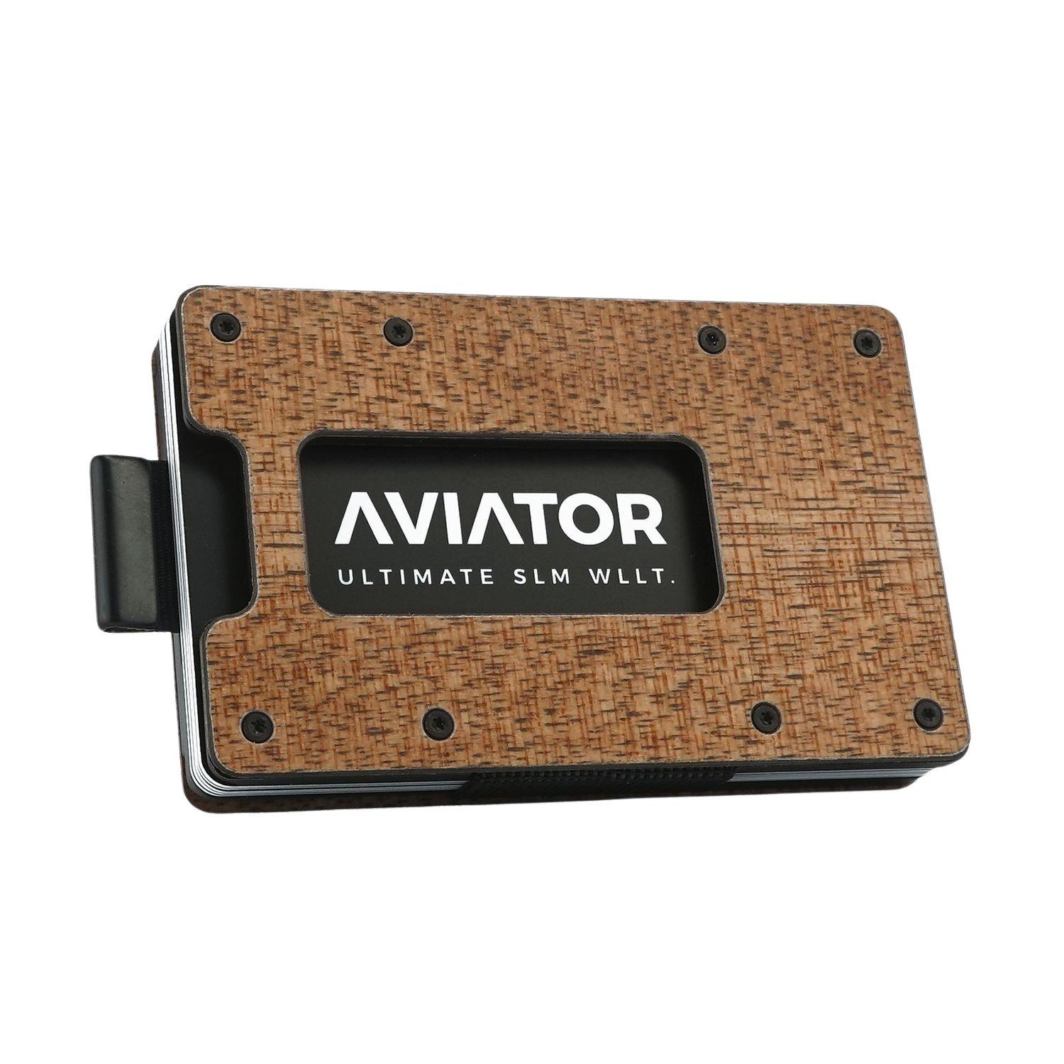 AVIATOR Aviator Wallet slide, Holz Carbon, mit AirTag Clip  