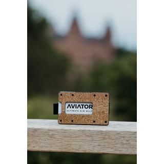 AVIATOR Aviator Wallet slide, Bois Carbon, avec AirTag Clip  