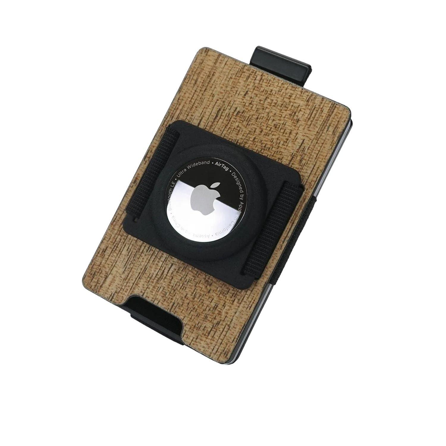 AVIATOR Smart Slide Wallet Holz Carbon mit AirTag Clip  
