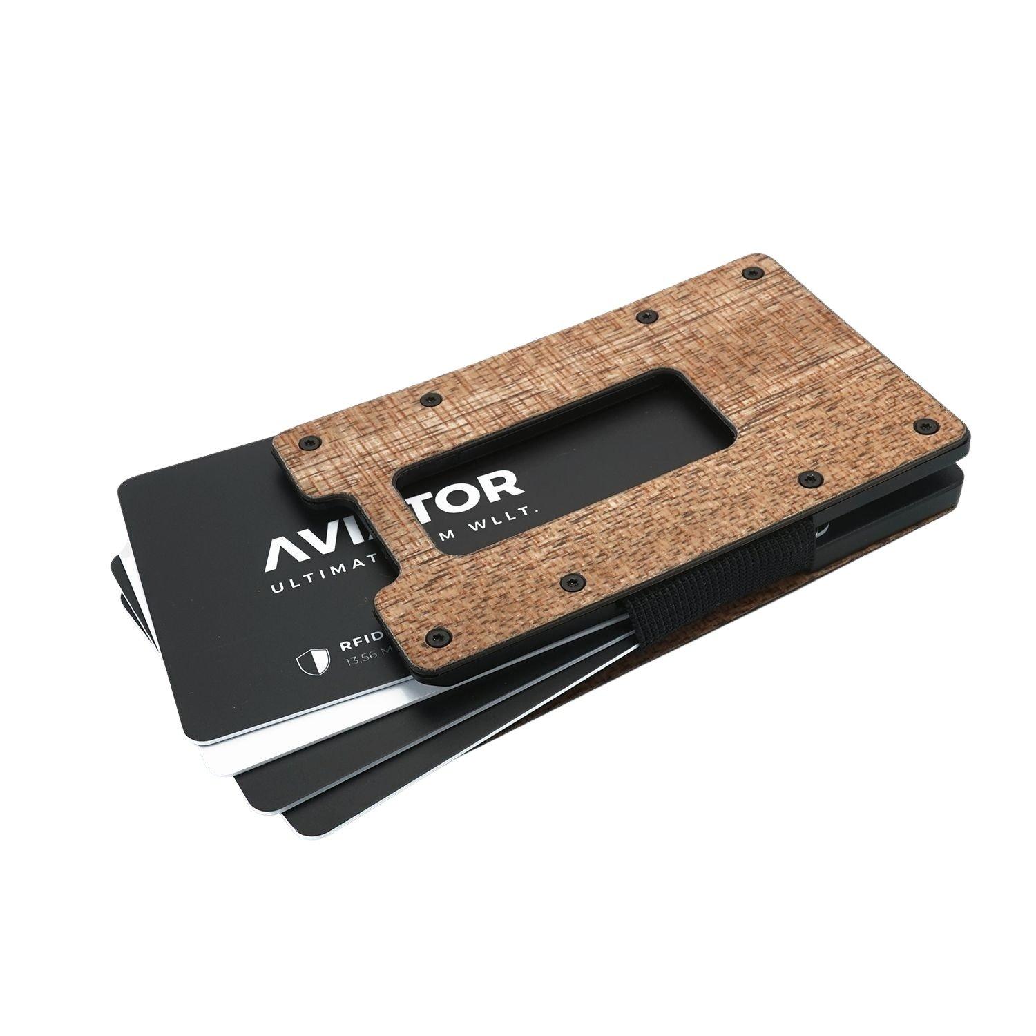 AVIATOR Aviator Wallet slide, Bois Carbon, avec AirTag Clip  