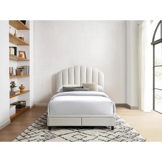 Vente-unique Lit 140 x 190 cm avec tiroirs - Velours - Ivoire + Matelas - ILISIO  