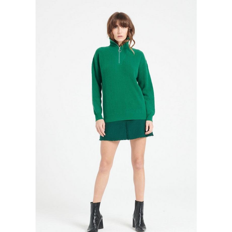 Studio Cashmere8 LILLY 28 Maglione a costine con collo a imbuto e cerniera  