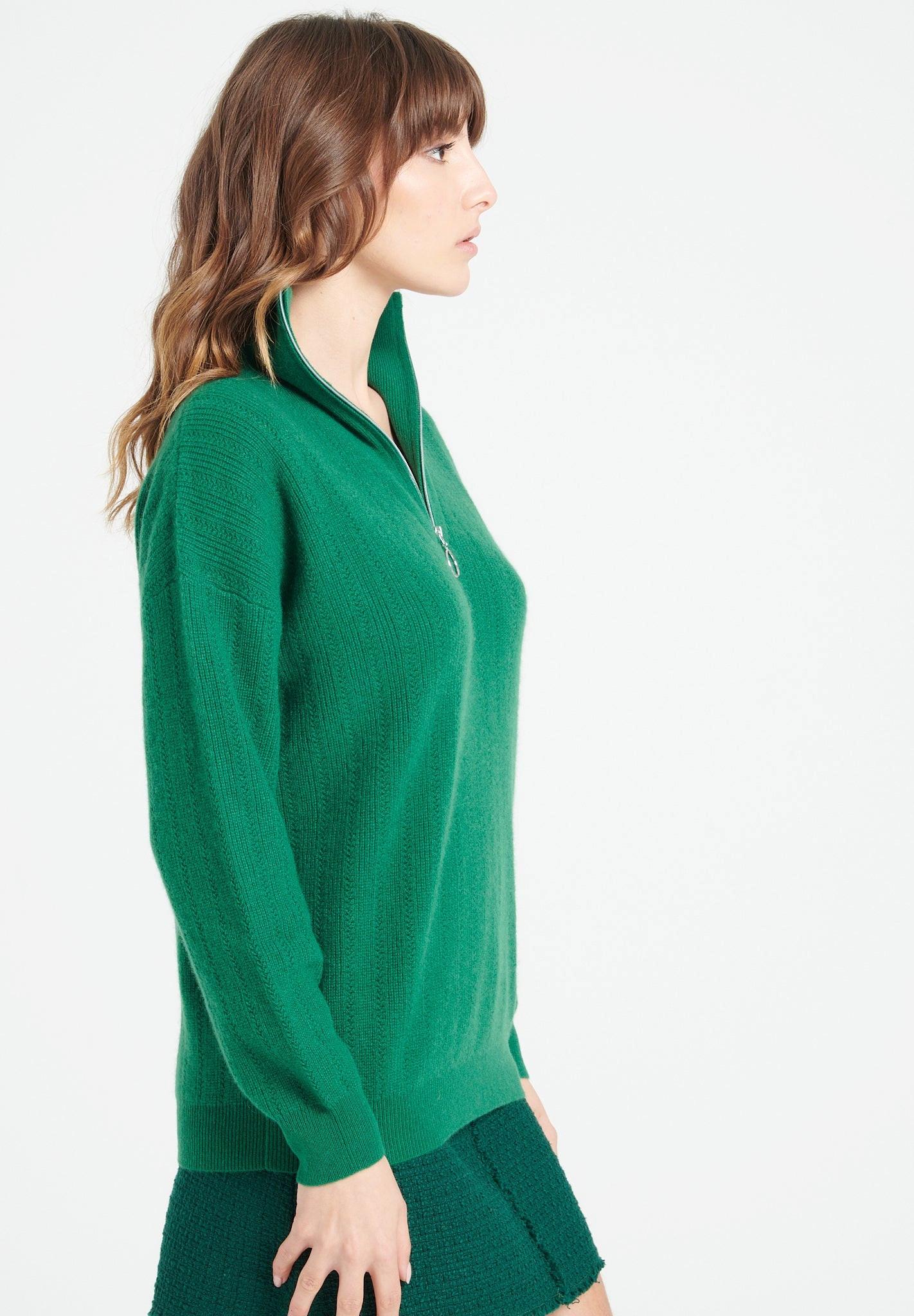 Studio Cashmere8  LILLY 28 Maglione con collo a imbuto con zip - 100% cashmere 