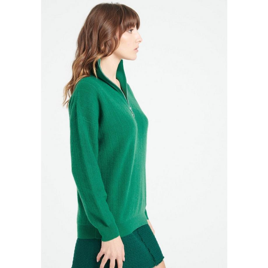 Studio Cashmere8 LILLY 28 Maglione a costine con collo a imbuto e cerniera  