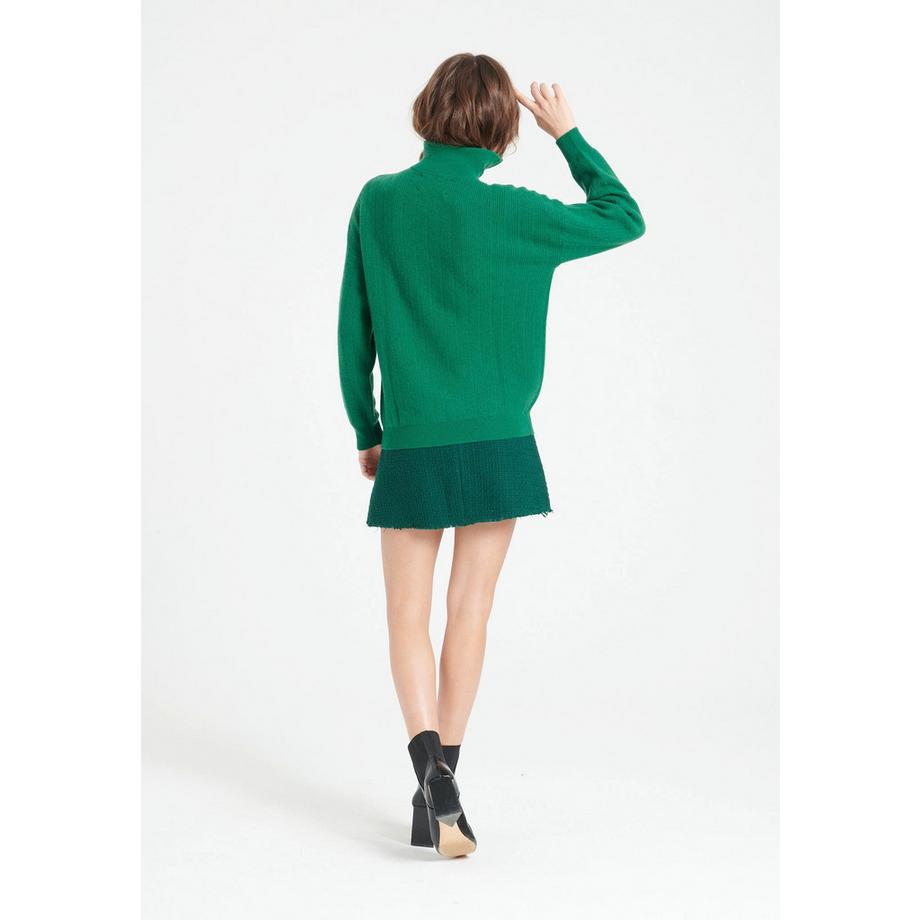 Studio Cashmere8 LILLY 28 Maglione a costine con collo a imbuto e cerniera  