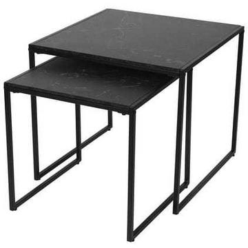 Table d'appoint Caspar mélamine décor marbre noir (2 pièces)