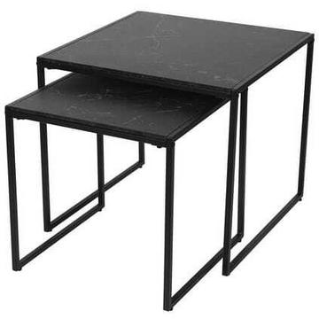 Table d&#039;appoint Caspar Mélamine Décor Marbre noir (2 pièces)