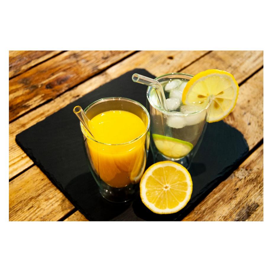 T&N  Glas Strohhalm (12 Trinkhalme, 6x23cm Gerade, 6x23cm Gebogen) 